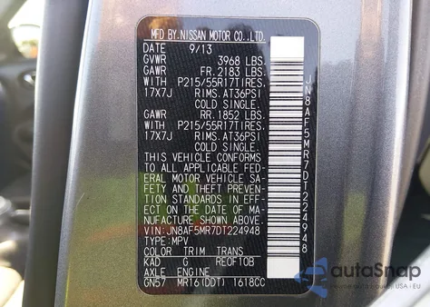 2013 Nissan Juke S from USA, damaged, VIN JN8AF5MR7DT224948